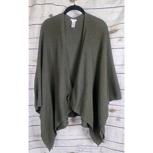 Pure J Jill Olive Green Sweater Kimono Cardigan OS Cotton Blend Basket Textured